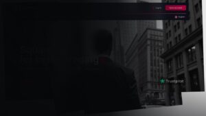 Captura de la portada de sqfin.com, la web de la unidad offshore de Squared Financial, con el botón Open account visible